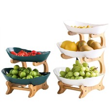 Obst Etagere 2/3stöckig aus Bambus, stilvolle Küchendekoration DE