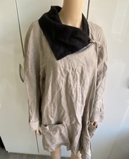 SHEPARDS 100% Leinen Mantel Damen Gr. M Casual-Look, Vintage Gebunden Natur