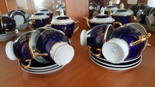 Russisches Teeservice Porzellan 6 personen Koboldblau 