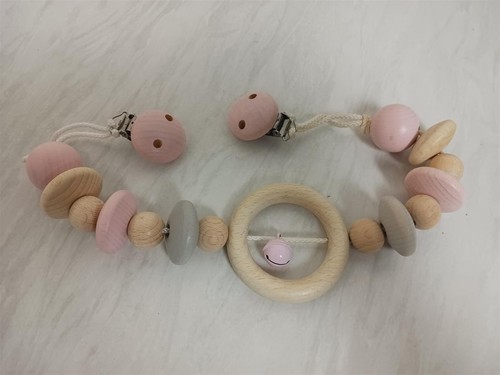Kinderwagenkette rosa holz - kinderwagenkette,