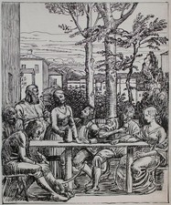 Wilhelm Wohlgemuth Gelage Kneipzeitung Entwurf Hans von Marées Tusche 20 Jhd