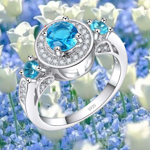 Ring zirkonia blau topas - zirkonia,