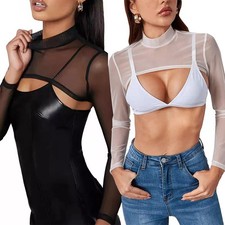 Damen mesh sheer - damen, crop