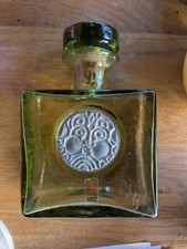 Vintage 60's  Skruf Designer Glas Flasche mit Zinnmontur Signiert Lars Hellsten