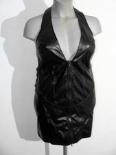 Leder Imitat Kleid Schwarz durchgehender 2 Wege Reißverschluss Größe XL