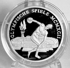 Silbermedaille Olympische Spiele 1992 Diskuswerfer, 999er Silber mit COA