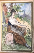 Sitzendes Maedchen vor einer