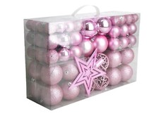 100 Weihnachtskugeln Rosa mit Stern Baumspitze Baumschmuck Weihnachten Kugel