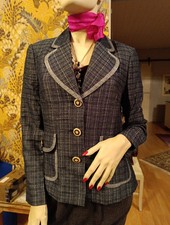 Designer Blazer Elegance Paris 47%Leinen 53%Baumwolle 38/40 M Denim blau Japan