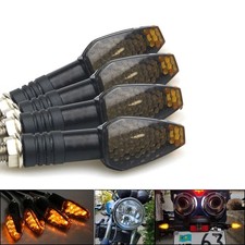 12V 4 LED Miniblinker Motorrad Blinker Universal vorne &hinten schwarz E-GeprüFt