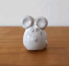 Kleine Maus Figur Deko süsses Mäuschen weiß Keramik