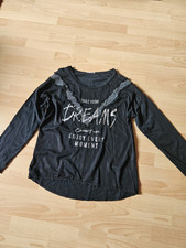 Oberteil Shirt T-Shirt Gr. L schwarz Silber Motiv Schrift Ausgefallen 