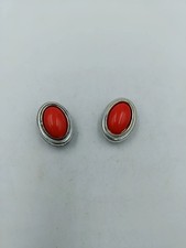 Vintage Ohrclips rot Cabochon