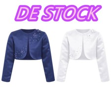 Mädchen-Langarm Satin Bolero Festlich Schulterjacke Top Kommunion Taufe Kleidung