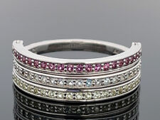 KLAPPRING GR.17 (CA.53) 925/- SILBER RHOD. MIT MULTI EDELSTEINEN  SCHMUCKJAGD