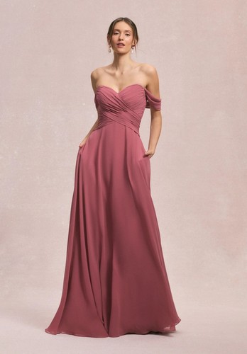 Gerafftes chiffon abendkleid - chiffon,