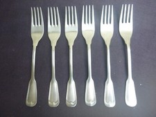 WMF Cromargan Germany Augsburger Faden 6 Vorspeisengabeln Dessertgabeln 17,6  cm