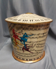 Blechdose für Keks Kaffee Tee Motiv Musik Noten interessante Form Deckel 1960er