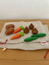 Kaufmannsladen-Kaufladen Zubehör Holz HABA Gemüse+2 NEU Stofffbeutel-NEUWERTIGE
