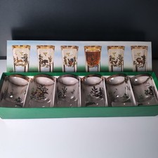 6x Schnapsgläser Stamper Hubertus Wildtiere Jagdmotive Goldrand Shotgläser OVP