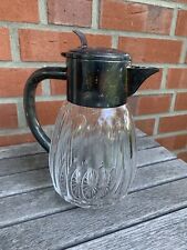 Große Glaskaraffe Bleikristall "Kalte Ente" Montur versilbert ca. 2 Liter WMF