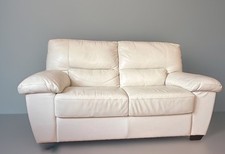 Ledercouch 2er, cremeweiß