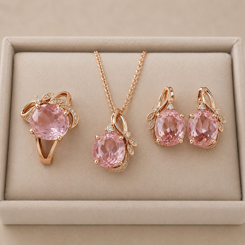 Schmuckset rosa zirkon ring - schmuckset,