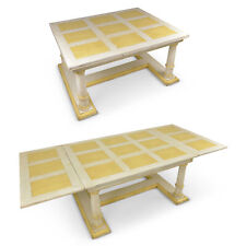 Großer Ausziehbarer Esstisch shabby chic weiß Eiche massiv 150/264 x 120 cm