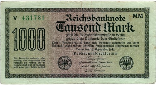 Reichsbanknote 1000 mark - reichsbanknote,