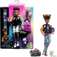 Monster High-Puppe, Clawd Wolf-Puppe mit Gargoyle-Bulldogge als Haustier und Zub