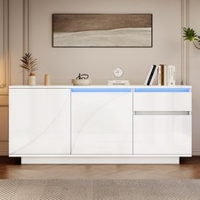 140cm Sideboard Kommoden mit LED Schubladen 3 Türen Einstellbar Küchenschrank