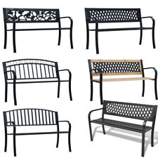 Metall Gartenbank Alu Sitzbank Parkbank Garten Bank Gartenmöbel 2-Sitzer Schwarz