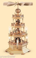 Pyramide Erzgebirgsmotiv 63cm 3-stöckig Fa.Müller natur elektrisch Erzgebirge