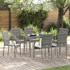 Gartenstühle Stapelbar 6 Stk. Grau Poly Rattan