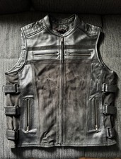 MDM Motorrad Biker Lederweste mit Klett Custom MDM914 Neu!