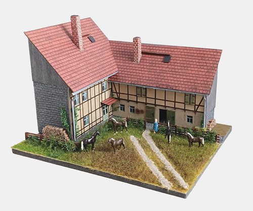 Diorama fachwerkhof 87 - fachwerkhof, 1:87