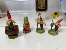 Antik Erzgebirge Richard Glässer Zwerge 4x Figuren Serviettenring Volkskunst