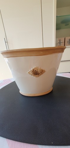 Porzellan übertopf beige - beige, mit