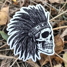 3X 9X9 cm Autoaufkleber Indianer Schädel Aufkleber Wetterfester Vinyl Sticker