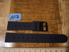 1x 20mm Uhrenarmband Vintage Diver Waffle Strap Silikon Waffellook schwarz A17