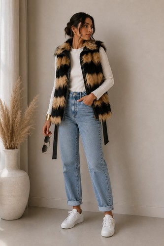 Damen kunstleder weste mit - damen,