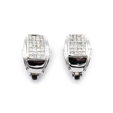 Pavé Diamant Halbcreolen Ohrringe als Ohrclips 1.40 ct Brillanten 750 Weißgold