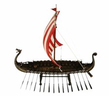 Deko Wikingerschiff mit Drachenkopf Langboot 33 cm Figur Boot Wikinger Schiff
