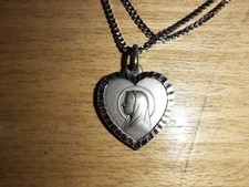 Anhänger Maria Herz Halskette Kinderkette Baby Kette Silber .835 Taufgeschenk