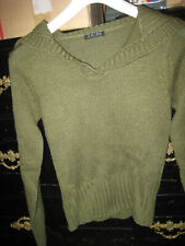 VINTAGE Pullover khaki Matrosenkragen AMISU M 36 38 Acryl 50 cm lang