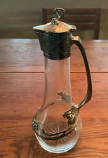 Karaffe Krug Bleikristall Versilbertes Zinn Jugendstil Art Deko  WMF? 
