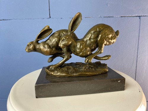 Bronze skulptur laufende hasen - skulptur,