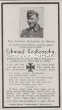 Sterbezettel, Edmund Reußenzehn, Gef. Grenadier-Rgt., VL(80122)