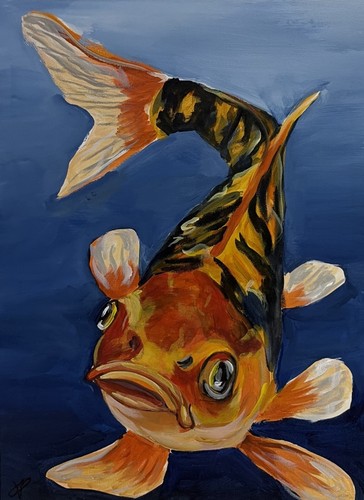 Acrylgemälde koi fisch - acrylgemälde,