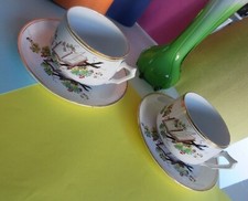 Tassen mit Untertassen, übergroß, LONGWY) Jugendstil, 4 Teile